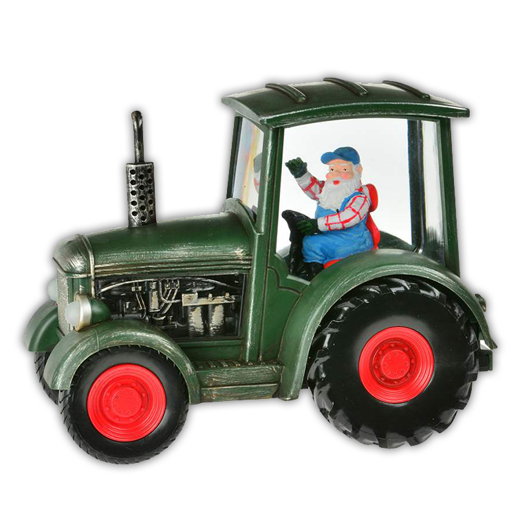 Santa on a Green Tractor - Lantern
