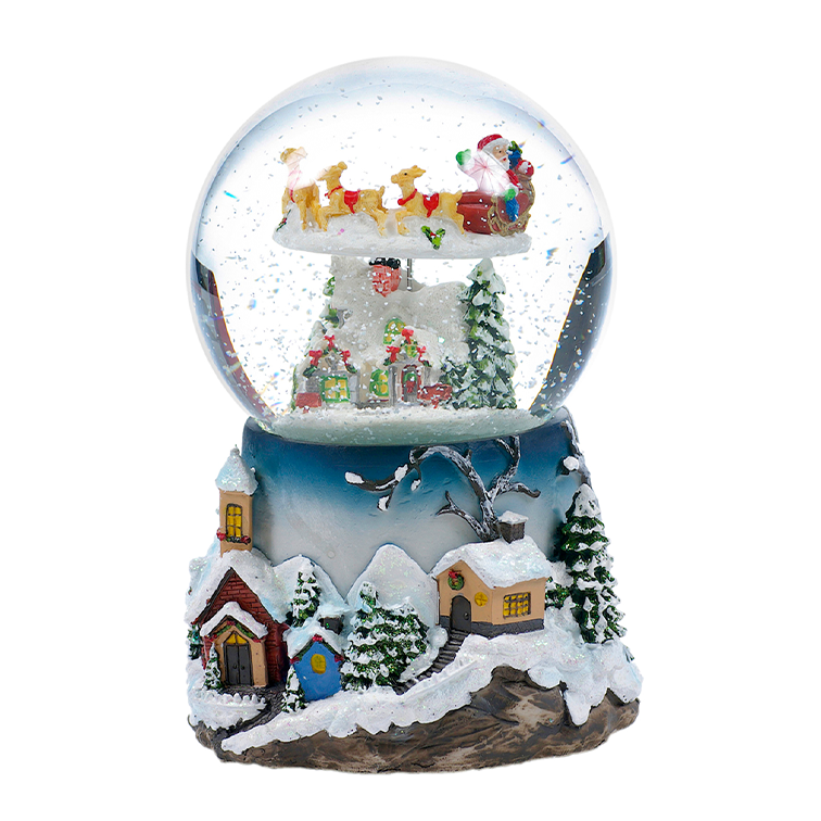 Santa on Sleigh, Home in a Globe LED