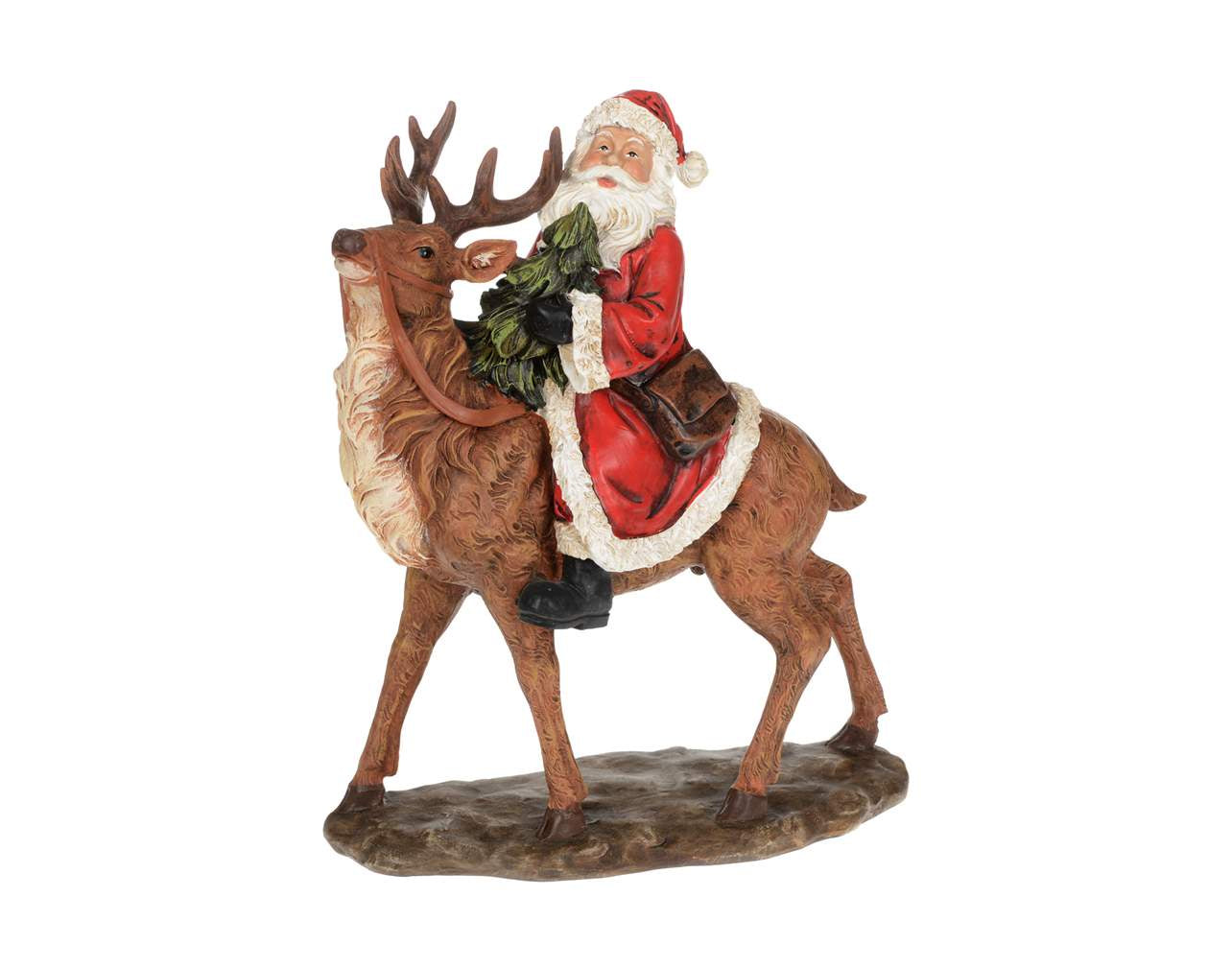 Santa Riding Reindeer Figurine